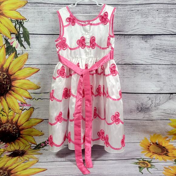 Jona Michelle Girl's Dress w/ Pink Accents and Bow Size 7 - Picture 11 of 11